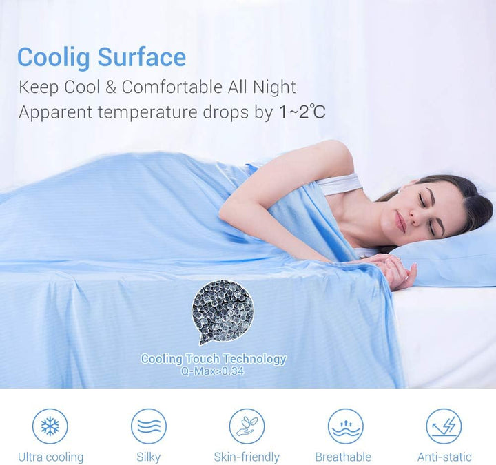 Cool Fiber Q-Max 0.4 Double-Sided Ice Silk Cooling Blanket – Lake Blue | Stornfield