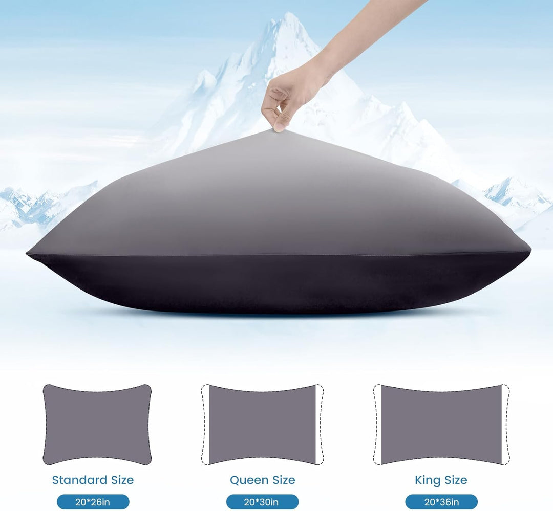 2 Pack Gray Cooling Pillowcases – Breathable, Soft, Skin & Hair Protecting | Stornfield