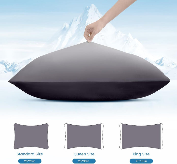 2 Pack Gray Cooling Pillowcases – Breathable, Soft, Skin & Hair Protecting | Stornfield