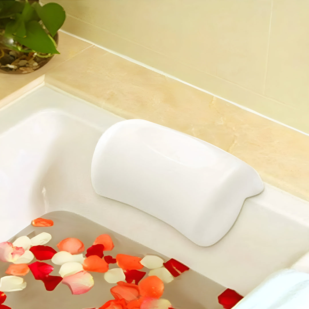 Bathtub pillow – Waterproof & Non-slip | Soft Memory Foam Head & Back Cushion with Suction Cups | Stornfield