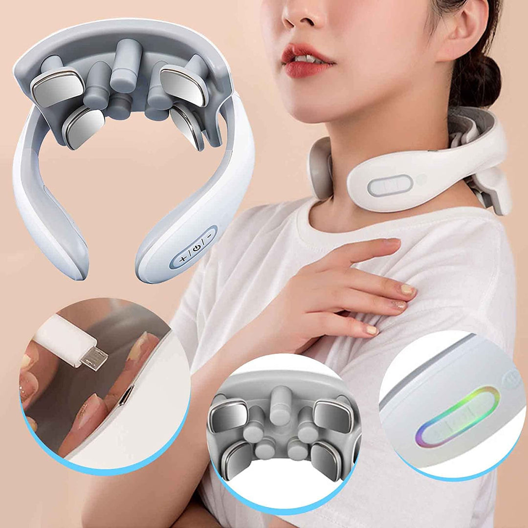 Stornfield | Appareil de massage pour le cou avec chaleur, thérapie de la douleur, appareil de massage intelligent pour le cou, masseur à points de déclenchement portable à 4 têtes de massage en profondeur