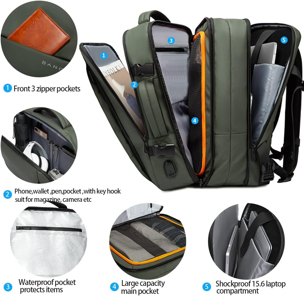 Expandable 26–45L Waterproof Travel Backpack with Laptop Sleeve & Duffle Carry | Stornfield