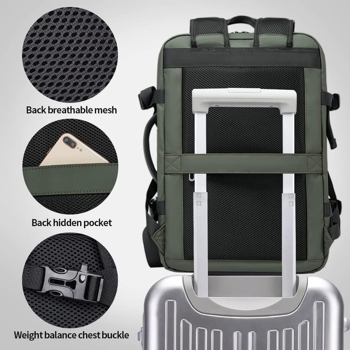 Expandable 26–45L Waterproof Travel Backpack with Laptop Sleeve & Duffle Carry | Stornfield