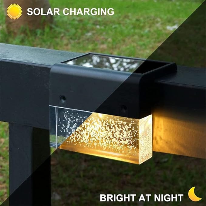 Stornfield | Solar Deck Lights Set of 4, Outdoor Solar Stair Lights, Warm White/Color Changing Solar Fence Lights for Garden Patio