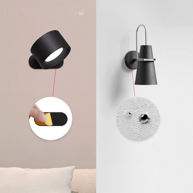 Stornfield | LED Wall Sconces, Wall Lamps with Rechargeable Battery, 3 Color Temperatures and 3 Brightness Levels, 360° Rotatable Magnetic Ball, Cordless Wall Lights for Study, Reading, Bedside