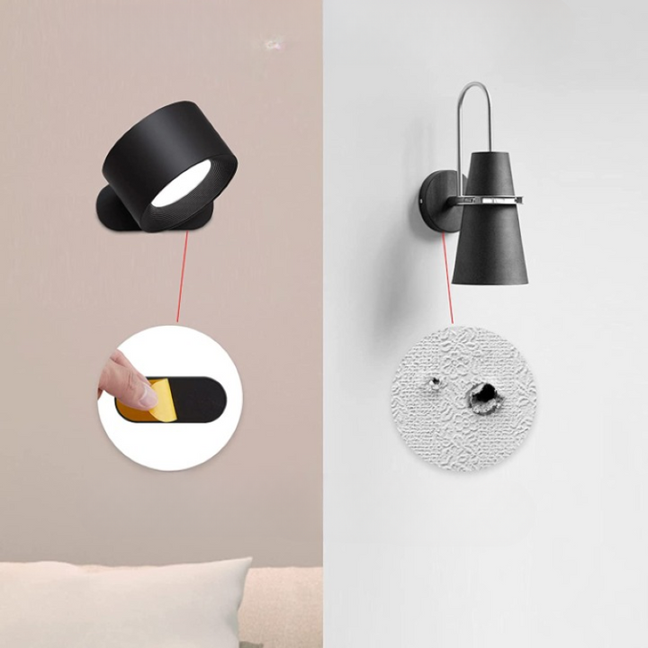 Stornfield | LED Wall Sconces, Wall Lamps with Rechargeable Battery, 3 Color Temperatures and 3 Brightness Levels, 360° Rotatable Magnetic Ball, Cordless Wall Lights for Study, Reading, Bedside