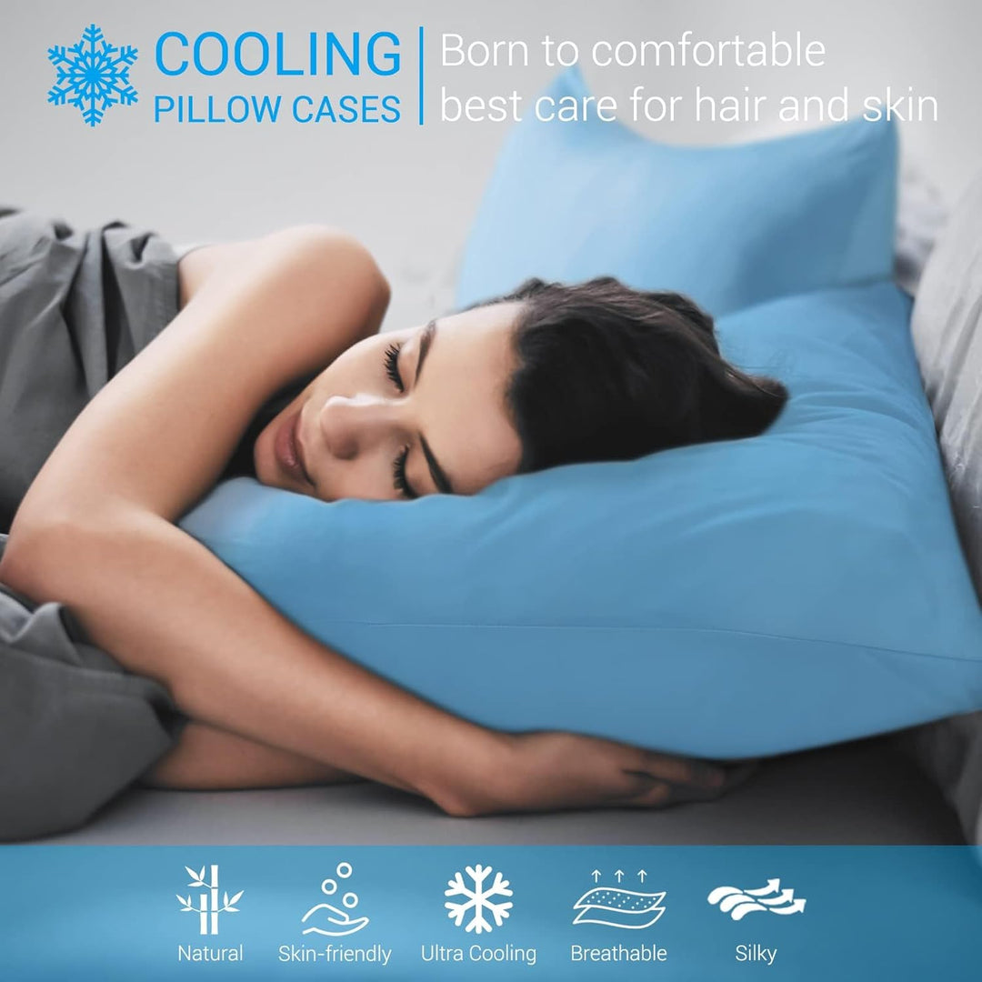 2-Pack Premium Silky Super Cooling Blue Pillowcases –  Extreme Q-Max 0.5 | Stornfield
