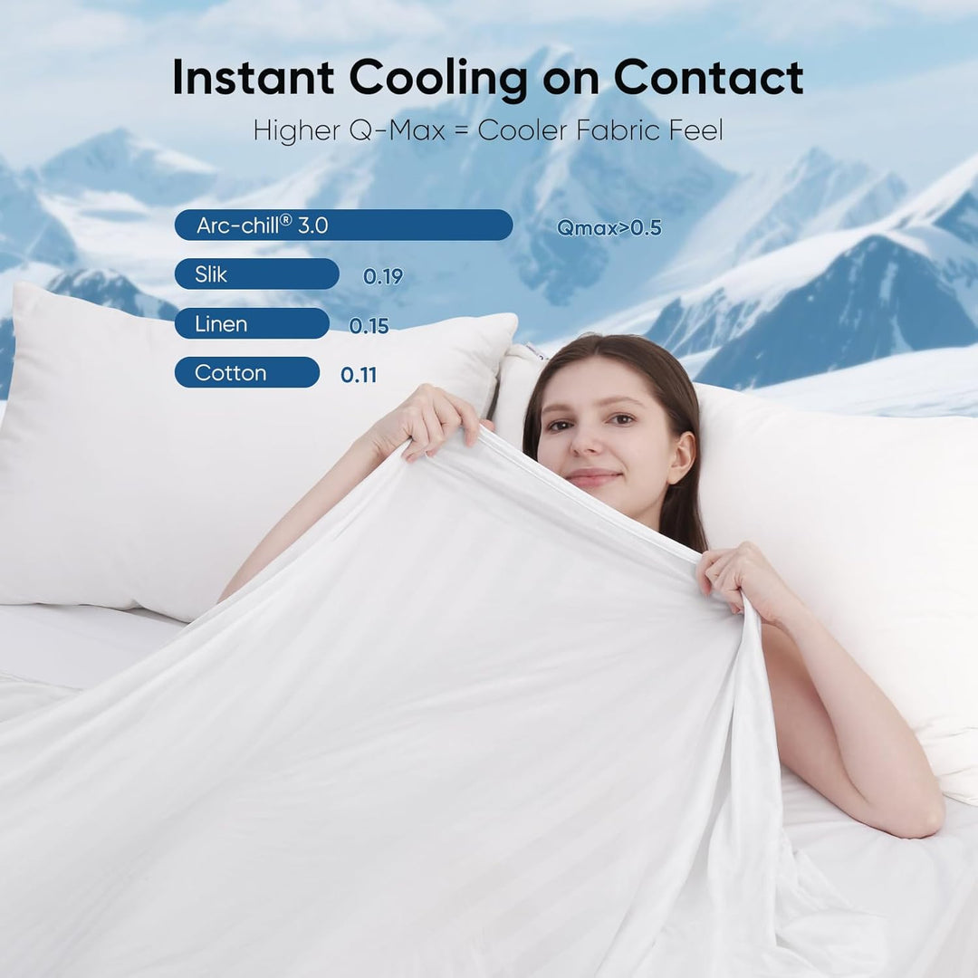 3.0 Cooling Fabric Q-max > 0.5 Ultra-Soft White Striped Blanket of White | Stornfield