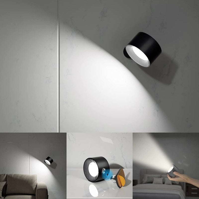 Stornfield | LED Wall Sconces, Wall Lamps with Rechargeable Battery, 3 Color Temperatures and 3 Brightness Levels, 360° Rotatable Magnetic Ball, Cordless Wall Lights for Study, Reading, Bedside