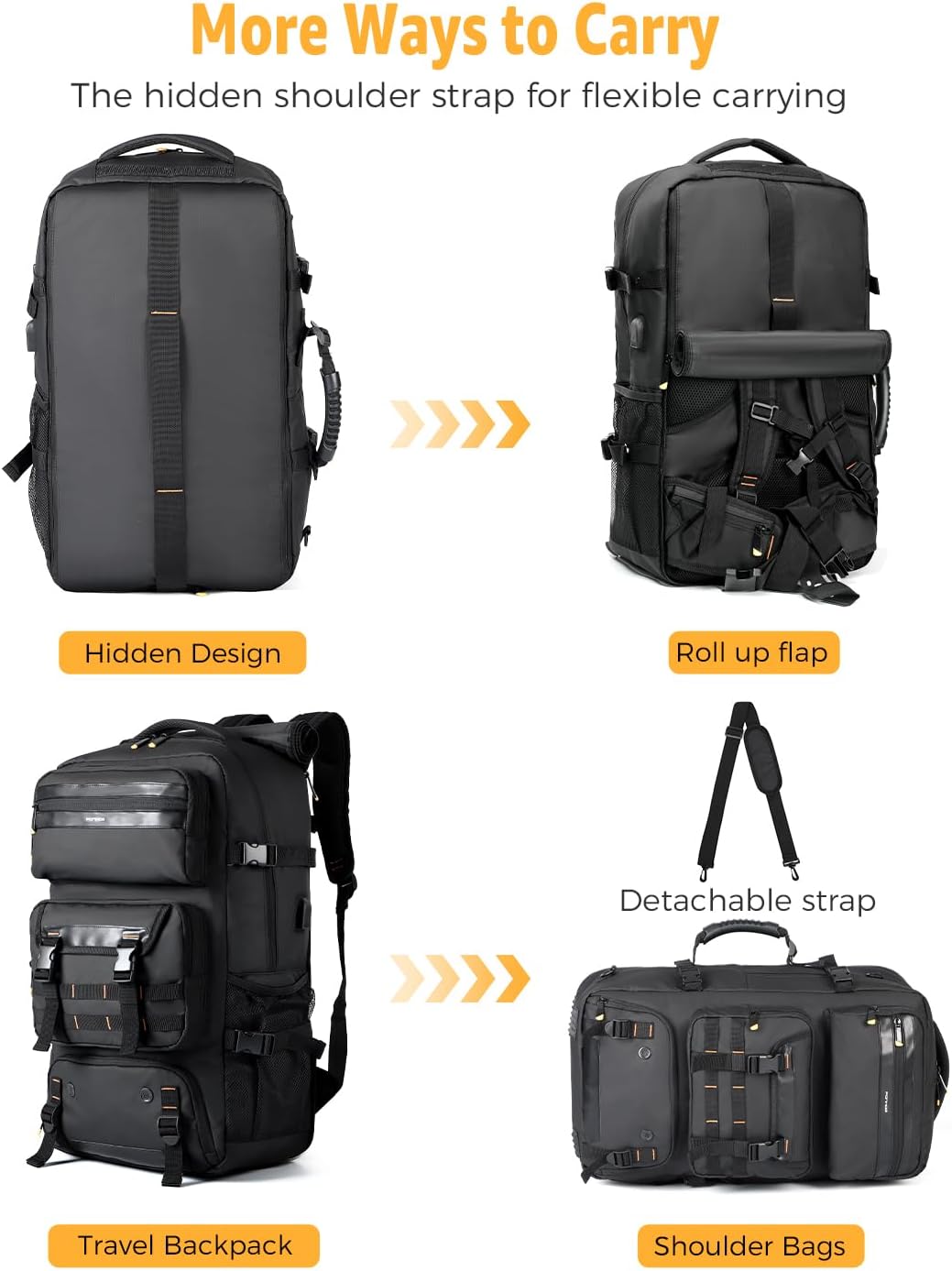 50L Flight-Ready Convertible Travel Backpack with Shoe Compartment & USB Port | Stornfield