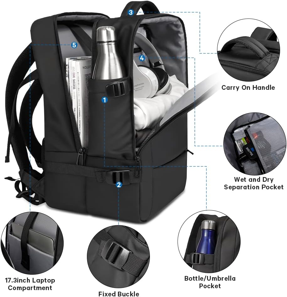 Expandable 26–45L Waterproof Travel Backpack with Laptop Sleeve & Duffle Carry | Stornfield