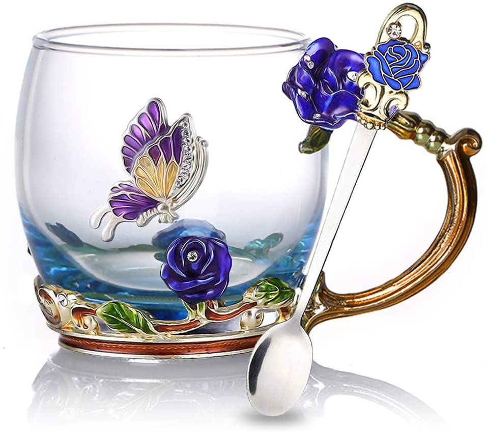 Stornfield | Pink Enamelled Glass Teacup Set (with Spoon)