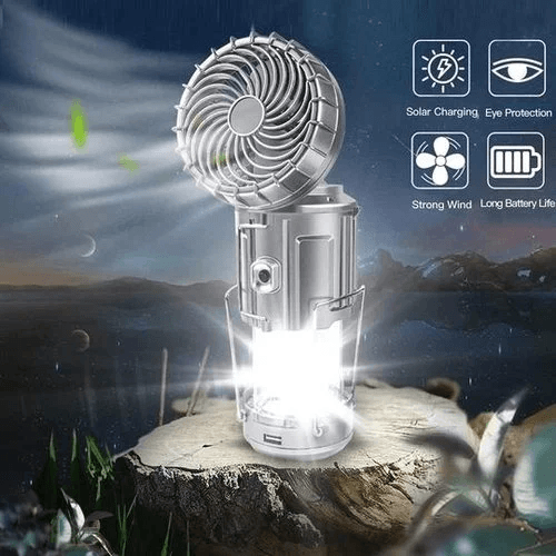 Portable Stretchable Solar Lithium Battery Electric Fan + Emergency Light | Stornfield