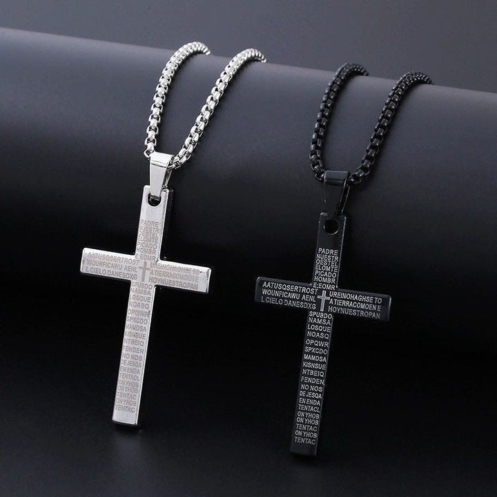 Engraved Lord's Prayer Cross Necklace Stornfield