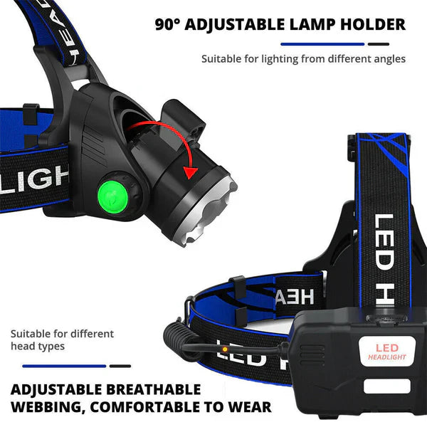 Stornfield | 300LM Rechargeable LED Headlamp Zoomable Torch Tactical Headlight Flashlight