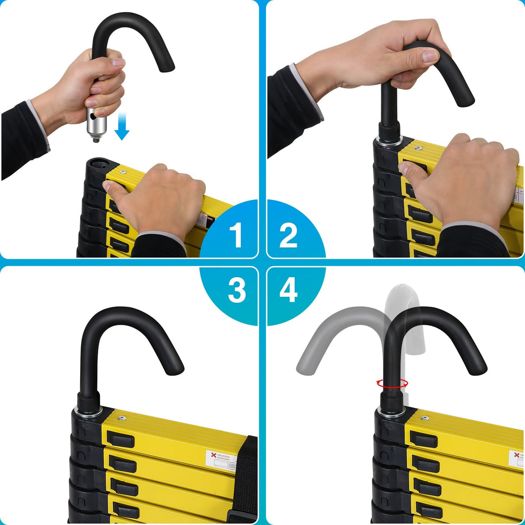 Telescopic Ladder Aluminum with Removable Hook | Stornfield