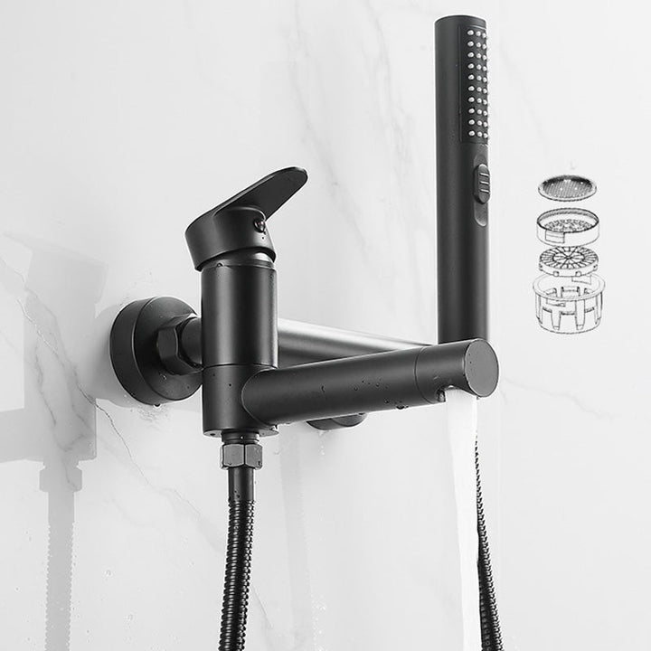 Stornfield | Modern Bath Rim Wall-Mounted Single Handle Bathtub Faucet with Hand Shower