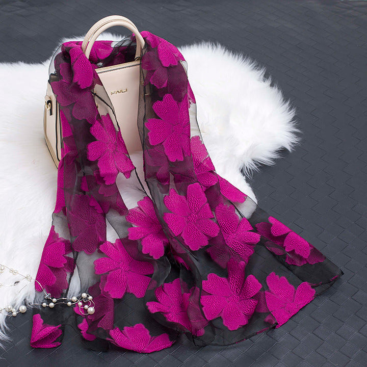 Stornfield | Silk scarf with cut flowers hollow motif