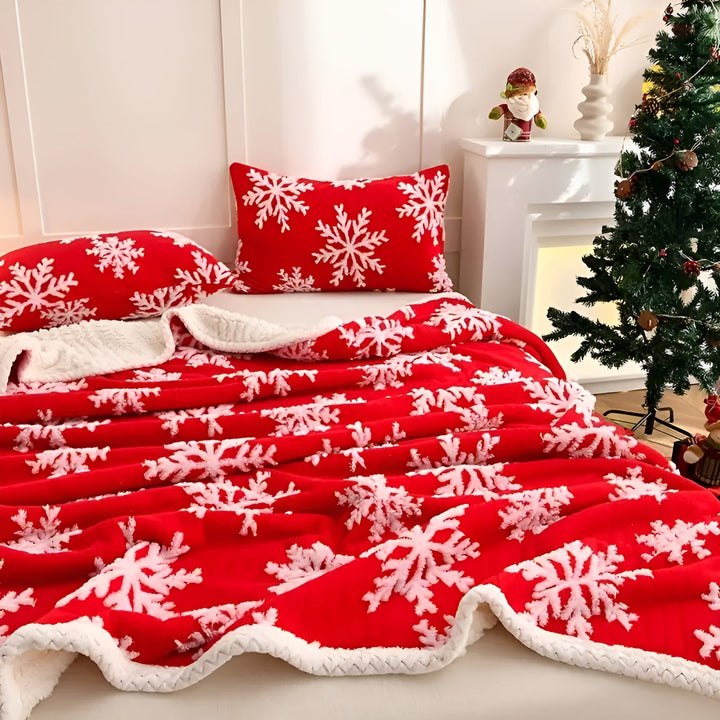 Soft fleece Stornfieldanket with snowflake pattern – Cozy & warming | Perfect for sofa and bed | Stornfield