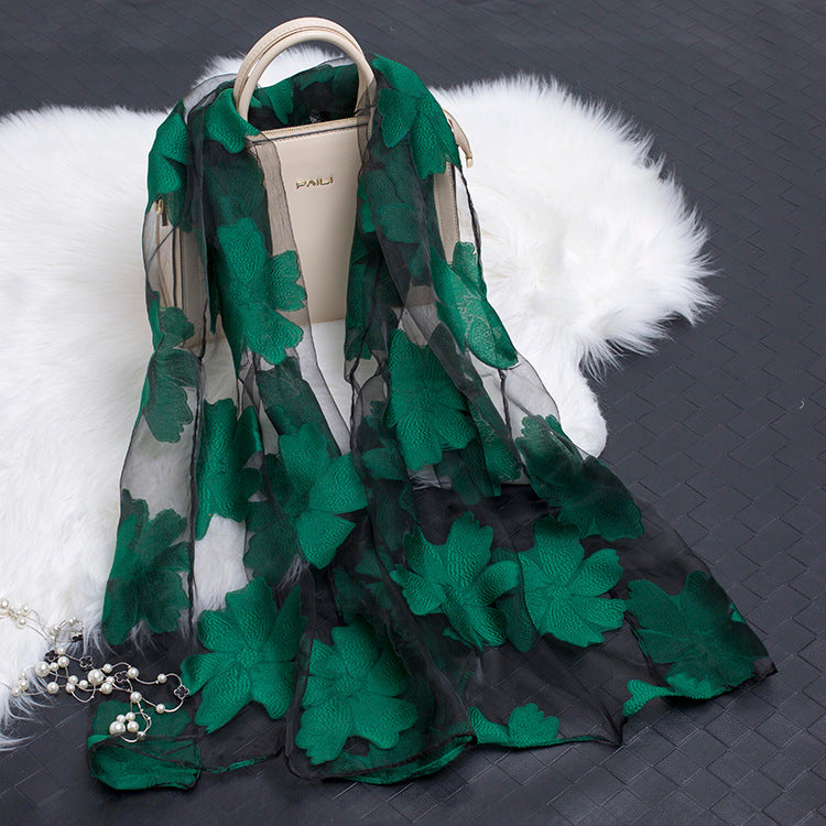 Stornfield | Silk scarf with cut flowers hollow motif