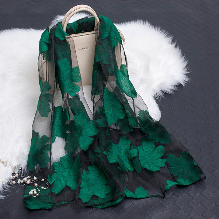 Stornfield | Silk scarf with cut flowers hollow motif