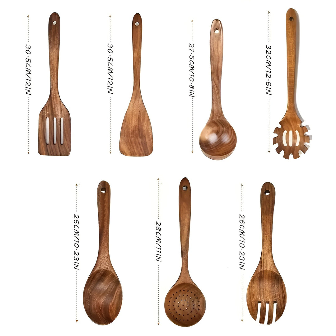 7-Piece Wooden Kitchen Utensil Set for Pans and Daily Cooking | Stornfield
