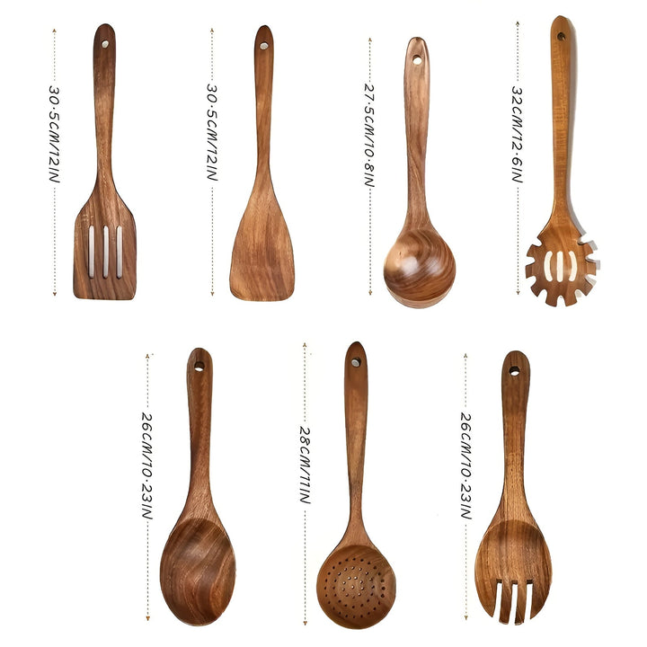 7-Piece Wooden Kitchen Utensil Set for Pans and Daily Cooking | Stornfield