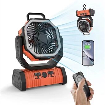 PowerBreeze Camping Fan with LED & Powerbank – 20000mAh, Rotatable & Rechargeable | Stornfield