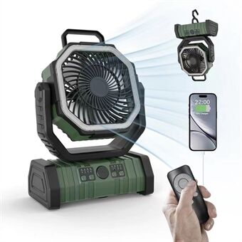 PowerBreeze Camping Fan with LED & Powerbank – 20000mAh, Rotatable & Rechargeable | Stornfield
