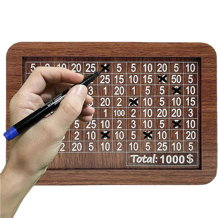 Wooden cash register with engraved figures | Stornfield