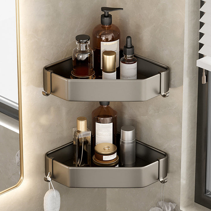 Stornfield | Contemporary Aluminum Bathroom Accessory Set Gray Bath Shelf