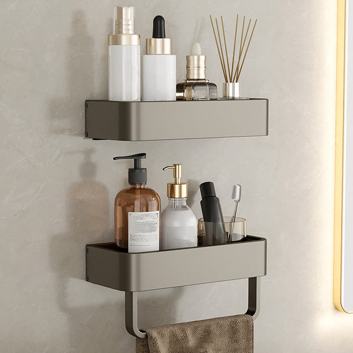 Stornfield | Contemporary Aluminum Bathroom Accessory Set Gray Bath Shelf