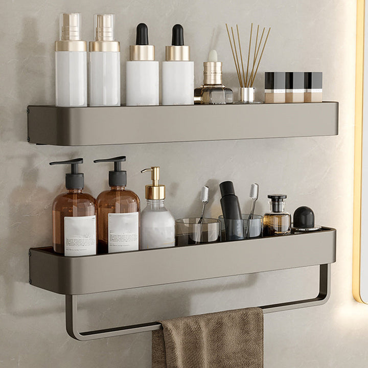 Stornfield | Contemporary Aluminum Bathroom Accessory Set Gray Bath Shelf