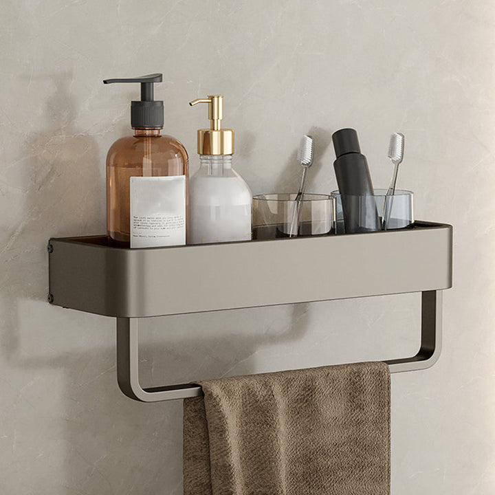 Stornfield | Contemporary Aluminum Bathroom Accessory Set Gray Bath Shelf