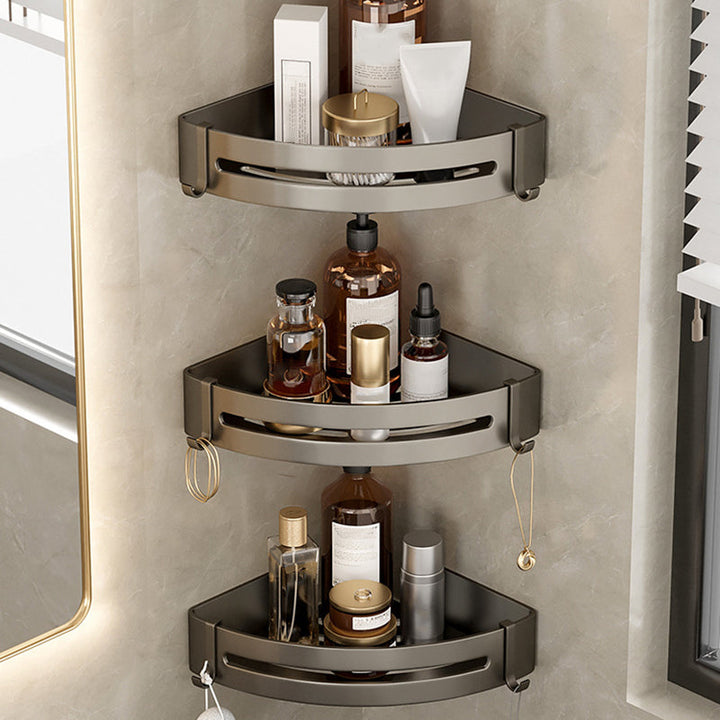 Stornfield | Contemporary Aluminum Bathroom Accessory Set Gray Bath Shelf