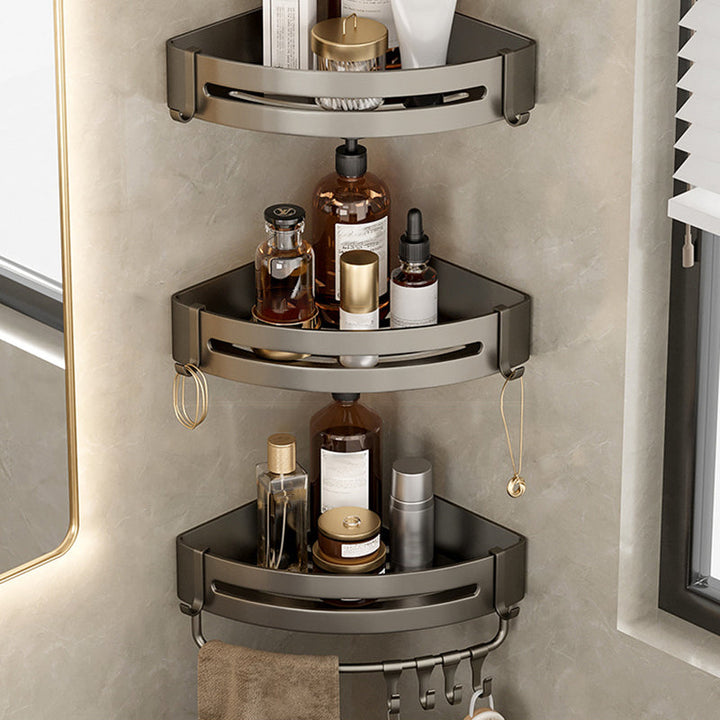 Stornfield | Contemporary Aluminum Bathroom Accessory Set Gray Bath Shelf