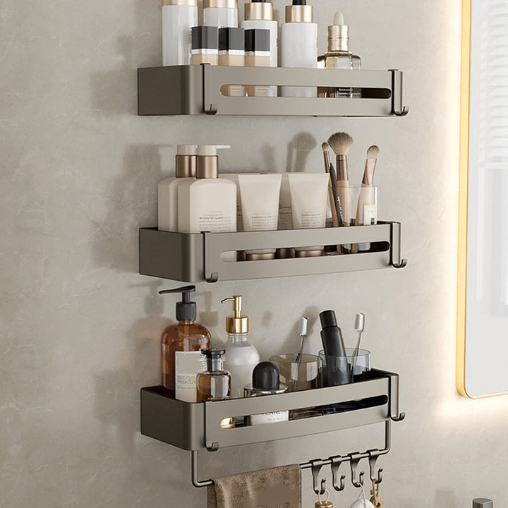 Stornfield | Contemporary Aluminum Bathroom Accessory Set Gray Bath Shelf