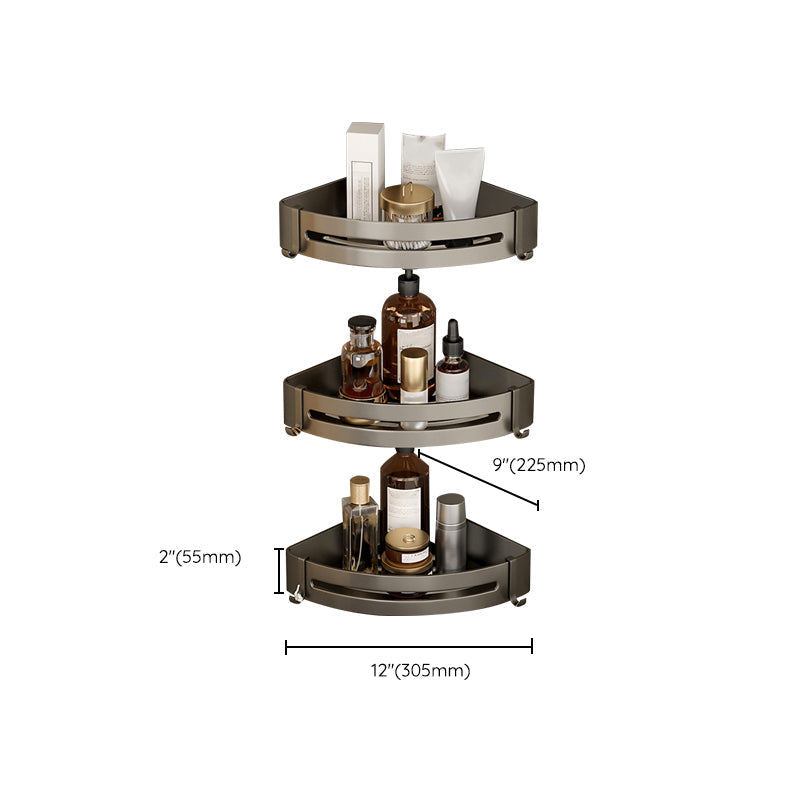 Stornfield | Contemporary Aluminum Bathroom Accessory Set Gray Bath Shelf