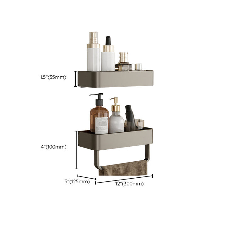 Stornfield | Contemporary Aluminum Bathroom Accessory Set Gray Bath Shelf