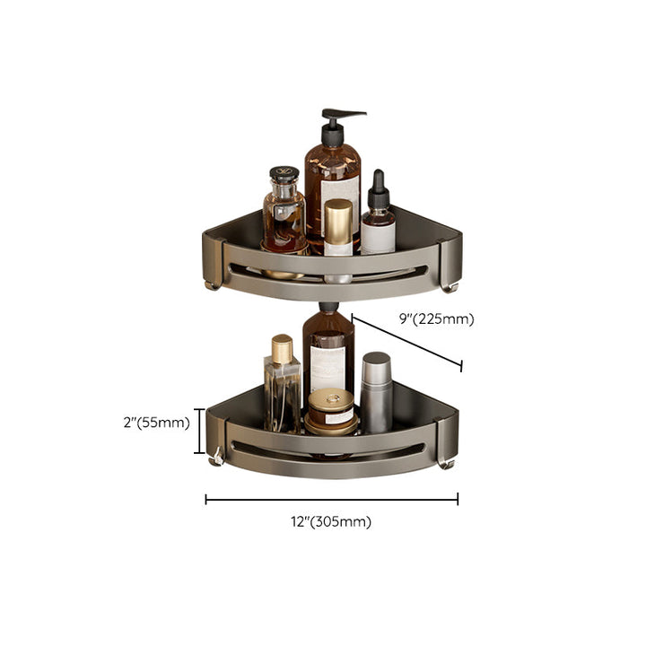 Stornfield | Contemporary Aluminum Bathroom Accessory Set Gray Bath Shelf