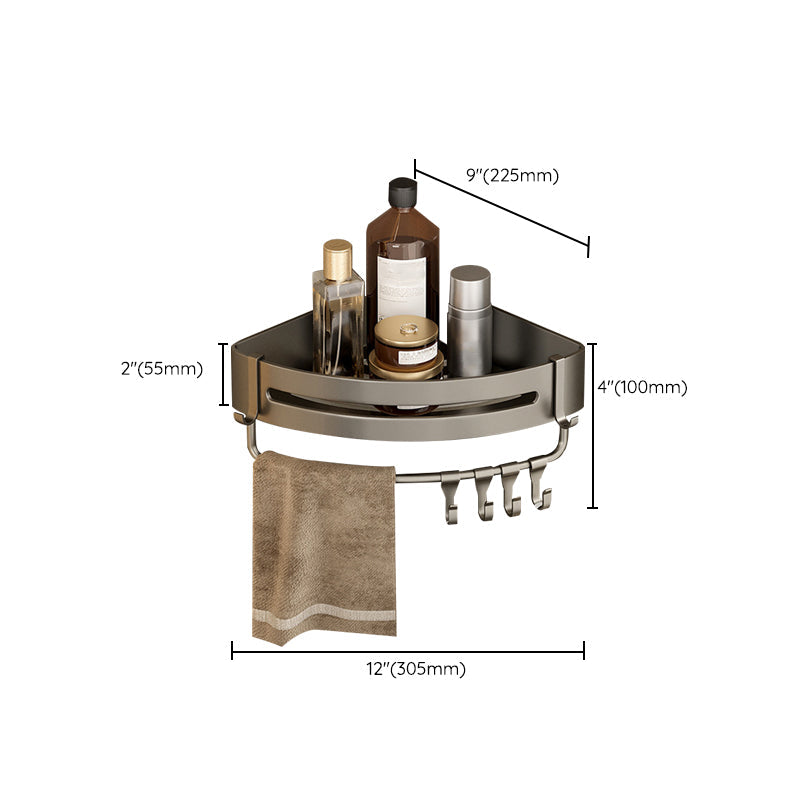 Stornfield | Contemporary Aluminum Bathroom Accessory Set Gray Bath Shelf