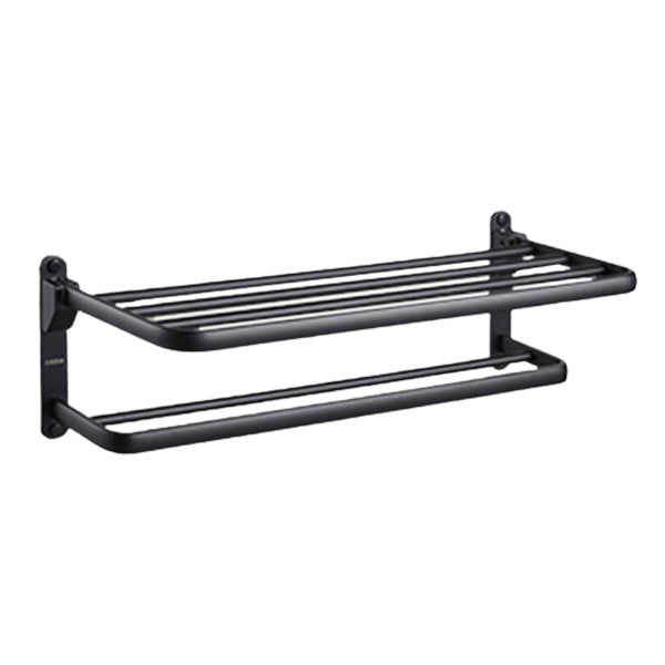 Stornfield | Contemporary bathroom accessory set with black finish and bath shelf/towel bar