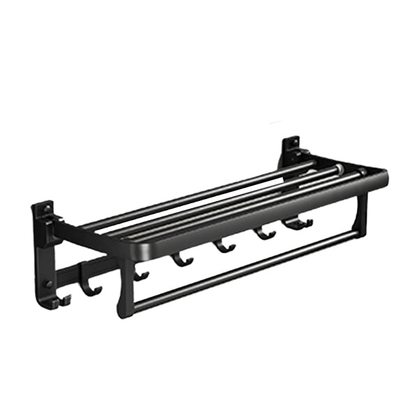 Stornfield | Contemporary bathroom accessory set with black finish and bath shelf/towel bar