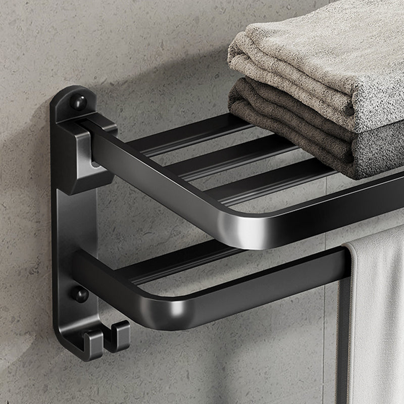 Stornfield | Contemporary bathroom accessory set with black finish and bath shelf/towel bar