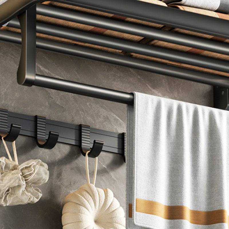 Stornfield | Contemporary bathroom accessory set with black finish and bath shelf/towel bar