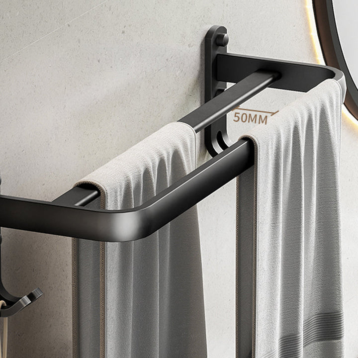 Stornfield | Contemporary bathroom accessory set with black finish and bath shelf/towel bar