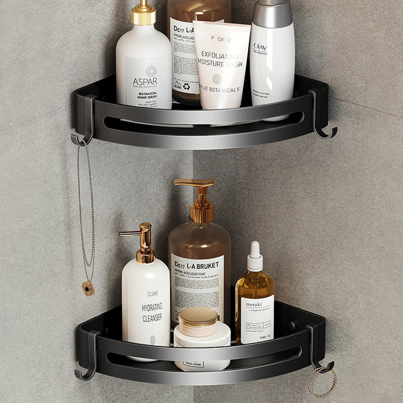 Stornfield | Contemporary bathroom accessory set with black finish and bath shelf/towel bar