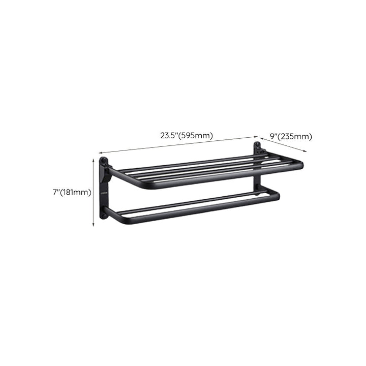 Stornfield | Contemporary bathroom accessory set with black finish and bath shelf/towel bar