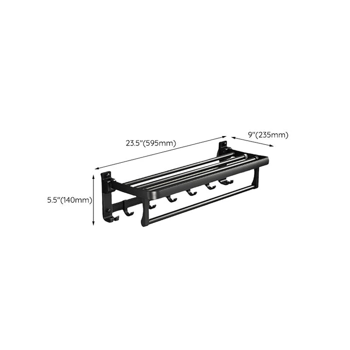 Stornfield | Contemporary bathroom accessory set with black finish and bath shelf/towel bar