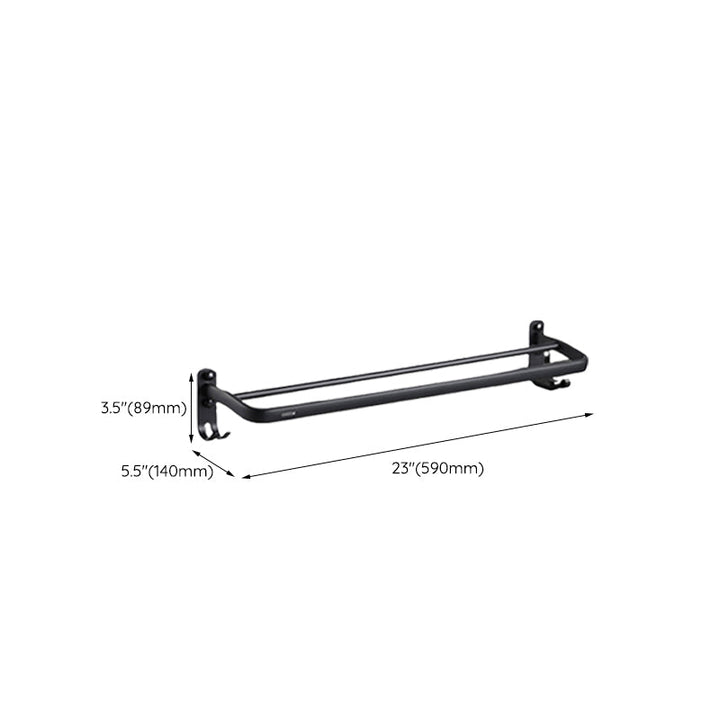 Stornfield | Contemporary bathroom accessory set with black finish and bath shelf/towel bar
